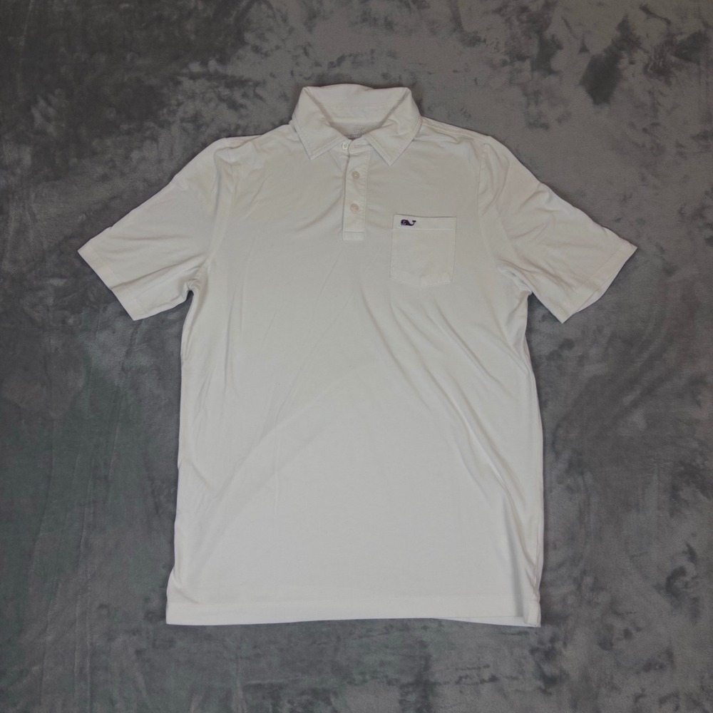 Vineyard Vines Edgartown Polo Boys XL White Short Sleeve Pocket Whale Logo Shirt